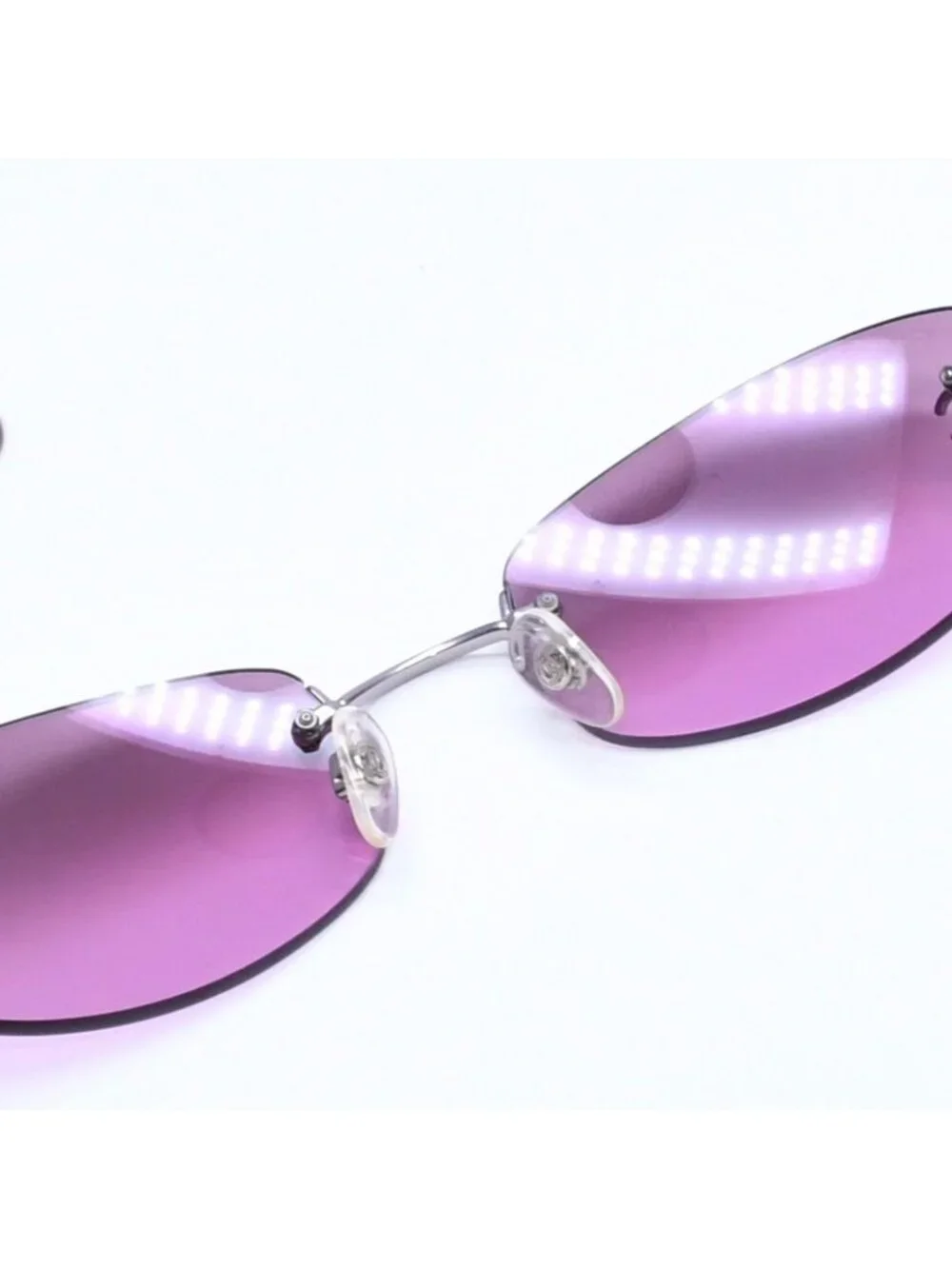 Chanel Rimless Sunglasses Eyewear CC Logo Purple